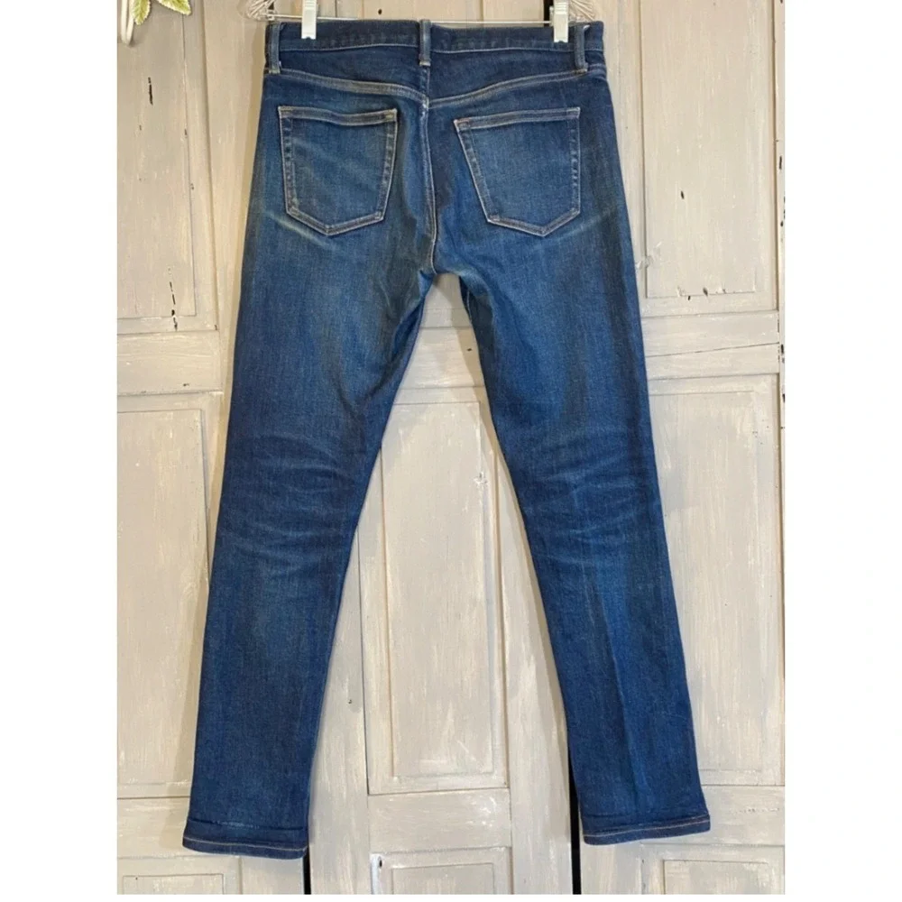 Uniqlo Jeans 31x30 Selvedge Slim Straight Vintage Wash Stretch Blue Denim Japan